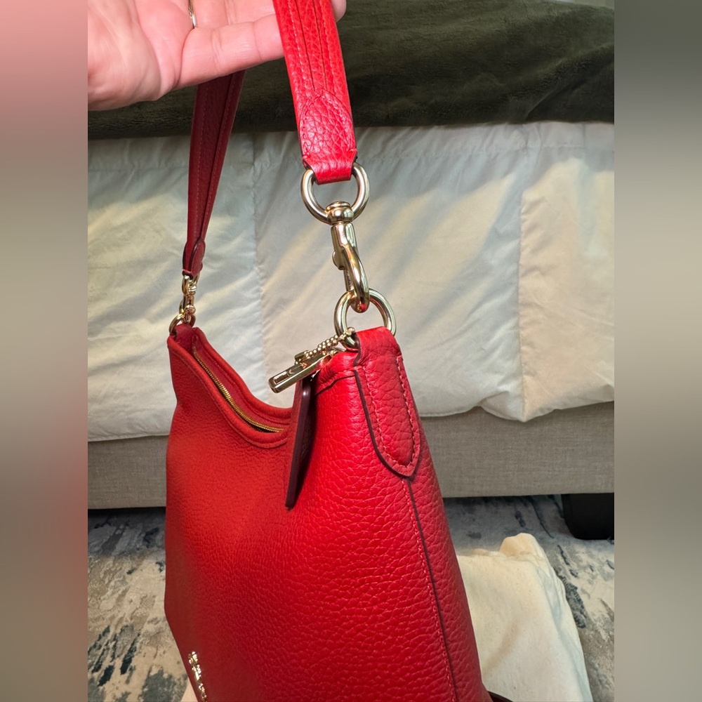 Coach Laurel Pebbled Leather Shoulder Bag in Red - Picture 7 of 11
